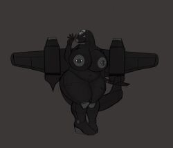 aeromorph aircraft airplane anthro areola back_wings belly big_breasts black_body breasts cockpit digital_media_(artwork) female fin genitals hi_res huge_breasts jet jet_engine living_aircraft living_machine living_vehicle looking_at_viewer machine merusartz metallic_body navel nipples non-mammal_breasts non-mammal_navel non-mammal_nipples not_furry nude nude_anthro nude_female simple_background smile solo tail tail_fin thick_thighs vehicle vulva wings
