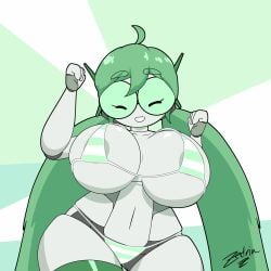 about_to_burst animated barely_contained barely_contained_breasts barely_fits bit_(zedrin) breasts_too_big bursting_breasts imminent_wardrobe_malfunction robot_girl tight_bikini tight_fit tight_swimsuit tight_swimwear too_tight undersized_clothes undersized_clothing zedrin