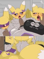 3:4 anal animated animated_comic anthro ass bandai_namco big_breasts big_butt blue_eyes bodily_fluids breasts canid canine closed_eyes clothing comic dark-skinned_male dark_skin dengon digimon digimon_(species) digiphilia duo female female_rimming_male finger_in_mouth finger_suck first_person_view foreskin fox genital_fluids genitals glory_hole group group_sex hi_res huge_breasts huge_butt human larger_female leaking_saliva licking looking_at_viewer loop male male/female mammal mouth_fetish open_mouth oral penile penis penis_lick precum precum_in_mouth precum_squirt renamon rimming saliva saliva_on_penis saliva_on_tongue sex simple_background sucking sucking_fingers teeth teeth_showing thumb_in_mouth tongue vein veiny_penis