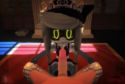 1boy 1girls 3d 3d_animated 3d_animation animated armband artist_upload black_bow blowjob blush blush_lines blushing blushing_female bow bow_on_head clothed_female_nude_male cosmichannah cum cum_drip cum_in_mouth cum_on_face cum_on_tongue cum_on_visor cumming cumming_from_blowjob cumming_from_oral cyn_(murder_drones) enjoying fully_clothed glitch_productions human_on_robot legs_held_open longer_than_10_seconds maid maid_dress maid_headdress maid_outfit maid_uniform male/female murder_drones murder_drones_x_humans oral oral_sex pov robot robot_girl robot_humanoid screen_face self_upload silver_hair silver_hair_female sound tagme tongue tongue_out twintails twintails_(hairstyle) video worker_drone yellow_armband yellow_eyes yellow_eyes_female