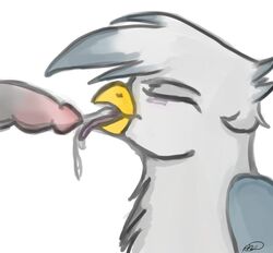 ambiguous_gender avian beak beakjob cum cum_in_mouth fellatio furry ganix gay gryphon male meggchan my_little_pony no_humans oral oral_sex original_character penis sex