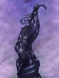 anal anthro big_penis black_fur black_hair cum equine equus erection hair horse horsecock inflation male male_only penis short_hair stomach_bulge tentacle