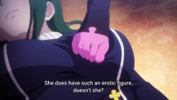 2d_animation 2girls anime anime_screencap anime_screenshot big_breasts bikini blonde_hair bra capella_emerada_lugunica crusch_karsten curvy_female dark_green_hair english_subtitles fanservice feet_on_breasts female female_on_female foot_on_chest fully_clothed glowing green_eyes japanese_dialogue leggings lesbian light-skinned_female long_hair looking_down lust nipples_covered no_consent offscreen_character petite_female pink_eyes playing_with_breasts re:zero_kara_hajimeru_isekai_seikatsu requested short_hair smiling smirk socks sound_effects squeezing_boobs squeezing_breast stepping_on_breast stepping_on_chest tagme tied_hair touching_breast trimmed_video unconscious video yuri