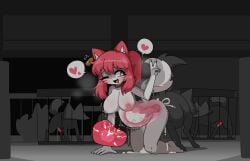 1boy 1girls animal_genitalia animal_penis anthro anthro_penetrated ass_to_ass big_belly blissful_mouth bodily_fluids body_writing breasts breeding_slave cage canid canine canine_genitalia canine_penis canis cervical_penetration collar collar_only cum cum_in_pussy cum_in_uterus cum_in_vagina cum_inside cum_overflow cumflated_belly cumflation doggy_style ear_piercing ear_tag ejaculation emoji_description english_text erection excessive_cum excessive_genital_fluids facial_markings female female_on_feral female_penetrated feral feral_on_anthro feral_penetrating feral_penetrating_anthro from_behind from_behind_position genital_fluids genitals gesture grey_body group hand_gesture head_markings heart_eyes heart_symbol hi_res impregnation inflation inside internal interspecies knot knotted_penis knotting lactating male male/female male_penetrating male_penetrating_female mammal markings naked nude one_eye_closed open_mouth ovum penetration penis piercing pink_ears pink_eyes pink_hair potatobud3 questionable_consent sex slave sperm_cell tally_marks text tongue_showing uterus v_sign vaginal_penetration wolf x-ray x-ray_view zoophilia