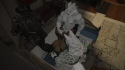 anal anal_sex anthro anthro_on_anthro anthro_penetrated anthro_penetrating anthro_penetrating_anthro armor big_penis canid canine canis clothing felid fellatio final_fantasy final_fantasy_xiv final_fantasy_xiv:_stormblood flannoit foursome gauntlets genital_piercing genitals gloves group group_sex handwear harness hat headgear headwear hi_res hrothgar jacket leather leather_clothing leather_harness leather_jacket leather_topwear leather_wristband lupin_(ffxiv) male male/male mammal mask muscular muscular_anthro muscular_male oral penetration penile penis penis_piercing piercing prince_albert_piercing restraints sabatons sex square_enix topwear valentino_(flannoit) wearing_mask wolf