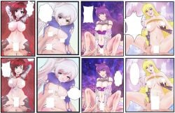 4girls black_hair blake_belladonna blonde_hair himawar1 himawari red_hair ruby_rose rwby weiss_schnee white_hair yang_xiao_long