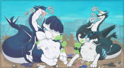 anthro anthro_pred big_breasts black_body breasts collaboration cownugget digestion digestion_noises discarded_clothing face_imprint fat_tail female female_pred female_prey fusion human human_prey hybrid hyper hyper_belly larger_pred latias legendary_pokemon lugia male male_pred male_prey multiple_preds multiple_prey nipples oral_vore pokemon pokemon_(species) pokemon_fusion pokemon_pred screaming_for_help sentinelwinder size_difference skye-lu skye_(ringtailraccon) smaller_prey sonear_(sentinelwinder) struggling_prey swallowing tail thick_tail tongue two-tone_body unwilling_prey vore vore_belly white_body