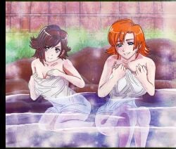 2girls female female_only himawar1 himawari multiple_girls nora_valkyrie onsen orange_hair red_hair ruby_rose rwby