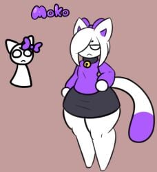 2023 2d angy anthro bell_collar blank_background bottom_heavy bottom_heavy_femboy bow cat_humanoid catboy character_sheet choker collar evilfiendish feline feline_humanoid femboy fur furry grumpy hair_ornament male male_only moko_(evilfiendish) skirt thick_thighs