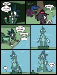 2025 4_fingers after_transformation anthro big_breasts black_clothing black_dress black_hat black_headwear black_nose blue_clothing blue_topwear blue_vest blush bottomwear breasts choker claws clothing comic cute_fangs dialogue domestic_cat dragon dress duo emerald_(ultilix) english_text euphoria european_mythology fangs felid feline felis female finger_claws fingers frown gender_euphoria gender_transformation genitals green_hair hair hair_over_eye happy hat headgear headwear hi_res jewelry mammal mtf_transformation mythological_creature mythological_scalie mythology necklace nipples nude open_mouth original original_character original_characters pants pink_choker pink_clothing pink_eyes pink_hat pink_headwear pink_jewelry pink_necklace pink_nipples plant purple_bottomwear purple_clothing purple_pants reflection river scalie smile sofia_(ultilix) speech_bubble teeth text topwear transformation tree ultilix undressing vest vulva western_dragon white_claws witch_hat