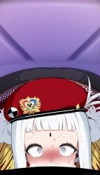 1boy 1girls all_the_way_to_the_base animated beret big_penis blowjob blush censor_bar censored clothed clothed_sex clothing cum cum_in_mouth cum_overflow deepthroat echika_y._franburnett excessive_cum fellatio female gloves heart-shaped_pupils longer_than_30_seconds male male_pov medal military_uniform mizumizuni mole no_sound oral penis pov red_hat stockings super_robot_wars surprised swallowing swallowing_cum_while_deepthroat swallowing_penis_while_deepthroat tagme vertical_video video white_hair