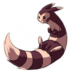 blush female female_only ferret furret long_tail looking_at_viewer mustelid nintendo no_humans plain_background pokemon pussy roundabout solo spread_legs spreading video_games white_background