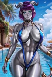 1girls ai_generated animated animated big_breasts bikini bikini_bottom bikini_top blizzard_entertainment blue_body blue_skin bouncing_breasts breasts civitai curvy curvy_ass curvy_body curvy_female curvy_figure curvy_hips curvy_thighs draenei female female female_focus female_only horns kirillai monara original_character purple_hair solo solo_female solo_focus tagme thick_thighs warcraft world_of_warcraft