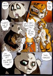 2013 anthro better_late_than_never breasts comic daigaijin dialog english_text feline female fur furry green_eyes kung_fu_panda male master_po_ping master_tigress nipples nude one_eye_closed page_155 panda pussy red_eyes song_(kung_fu_panda) standing text tiger