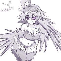 booty_shorts character_request copyright_request harpy harpy_girl harpy_humanoid little_pengo monster_girl skimpy_clothes tagme