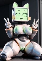 1girls ai_generated animal_ears body_writing brain_drain brainwashing breasts breasts cat_ears catgirl civitai computer_head computer_monitor computer_screen dazed drool drooling felid felid_humanoid feline female female_only happy_sub happy_trance hypnosis hypnosis legs_apart legs_spread looking_at_viewer mind_control on_knees open_mouth pur_03 pussy pussy_juice pussy_juice_drip robot robot_cat robot_catgirl robot_girl robot_humanoid screen_face solo solo_female solo_focus submissive submissive_female tv tv_head v_sign wide_hips