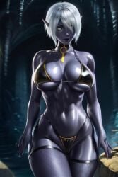 1girls ai_generated animated bikini bikini_bottom bikini_top cave civitai curvy curvy_ass curvy_body curvy_female curvy_figure curvy_hips curvy_thighs dark-skinned_female dark_elf dark_skin elf elf_ears elf_female elf_girl fallen_throne female female_focus female_only kirillai queen_nualia short_hair solo solo_female solo_focus tagme video white_hair yellow_eyes