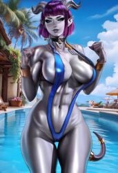 1girls ai_generated animated big_breasts bikini bikini_bottom bikini_top blizzard_entertainment blue_body blue_skin bouncing_breasts breasts civitai curvy curvy_ass curvy_body curvy_female curvy_figure curvy_hips curvy_thighs draenei draenei_female female female_focus female_only horns kirillai monara original_character purple_hair solo solo_female solo_focus tagme thick_thighs video warcraft world_of_warcraft