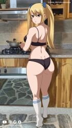 1girls alternate_version_available ass ass ass_focus big_breasts black_bra black_lingerie black_panties black_underwear blonde_hair bra breasts brown_eyes bubble_ass bubble_butt cleavage dat_ass fairy_tail female female_focus female_only footwear hair_ribbons hi_res high_resolution highres hips hourglass_figure kitchen kitchen_appliance kitchen_counter kitchen_utensils kneehighs kneesocks large_breasts legwear light-skinned_female light_skin lingerie looking_at_viewer looking_back lucy_heartfilia pale-skinned_female pale_skin panties pinup presenting_ass presenting_butt ribbons socks solo solo_female solo_focus standing striped_legwear striped_socks thick_thighs thighs tied_hair tiptoes twintails underwear vash_over very_high_resolution very_long_hair voluptuous voluptuous_female white_socks wide_hips wife wife_material wifey