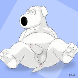 3_toes absurd_res animal_genitalia anthro anus ass balls biped black_nose blue_background brian_griffin canid canine canis darkened_genitalia derekdragon domestic_dog family_guy feet flaccid fur genitals head_tuft hi_res humanoid_genitalia humanoid_penis knee_tuft leg_tuft looking_at_viewer male mammal nude nude_anthro nude_male penis presenting presenting_penis reclining sheath simple_background slightly_chubby slightly_chubby_anthro slightly_chubby_male smile snout solo spread_legs spreading tail toes tuft white_balls white_body white_ears white_fur white_sheath white_tail white_tuft x_anus