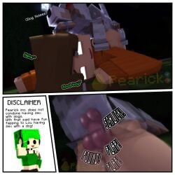 animal_genitalia blocky_body brown_hair canine feral_on_female lou_(pearickmc) minecraft pearickmc zoophilia