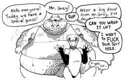 anthro arm_warmers armpit_hair armwear belly belly_hair big_belly black_and_white bodily_fluids body_hair choker clothing cricetid deep_navel duo femboy forked_tongue gesture hair hair_over_eyes hamster hand_gesture heart_pupils imminent_sex jewelry livestream looking_at_viewer male mammal monochrome morbidly_obese morbidly_obese_anthro morbidly_obese_male navel necklace obese obese_anthro obese_male overweight overweight_anthro overweight_male questionable_consent reptile repulsivehog rodent scalie size_difference smelly snake speech_bubble stained_clothing stretch_marks sweat sweaty_belly tongue tongue_out ugly_bastard v_sign