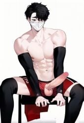 black_hair gay_sex haikyuu!! jerking male male_only sakusa_kiyoomi