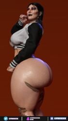 1girls 3d ass big_ass black_hair black_lipstick bubble_butt celebrity earrings fat_ass female huge_ass lykoxxx real_person rhea_ripley solo wwe wwe_diva