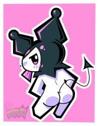 female grimmzly kuromi onegai_my_melody out presenting_hindquarters sanrio smaller_female tagme tail tongue