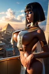 1girls ai_generated amber_eyes animated black_hair breast_curtains breasts civitai cleopatra covered_nipples dark-skinned_female female female_focus female_only kirillai large_ass large_breasts pelvic_curtain photorealistic short_hair solo solo_female solo_focus tagme video