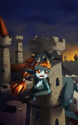 alternate_breast_size breasts castle female feral giantess growth imp imp_midna large_breasts link macro midna red_hair the_legend_of_zelda twilight_princess wolf_link