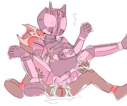 2boys anal anal_sex armor armored_male balls barcode belt bodysuit broken_belt cum cum_everywhere cum_in_ass cumflated cumflated_belly cumflating_male cumflation damaged_armor ejaculation ejaculation_while_penetrated eyes_visible_through_mask fiendshideyhole foreskin gay gay_anal gay_sex helmet holding_legs inflation kamen_rider kamen_rider_decade kamen_rider_decade_(series) kamen_rider_kuuga legs_apart legs_spread magenta_armor male male/male male_focus male_only mask masked masked_male orgasm pastel penis penis_in_ass penis_out red_armor ripped_bodysuit shock sitting swelling torn_bodysuit uncircumcised wide_eyed wide_eyes yaoi