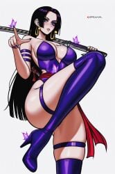 1girls bare_arms bare_legs bare_shoulders bare_thighs big_breasts black_hair blue_eyes boa_hancock clothed clothing color female female_focus female_only hi_res large_breasts light-skinned_female light_skin long_hair looking_at_viewer marvel marvel_rivals one_piece prixmal psylocke_(cosplay) shounen_jump solo solo_female tagme thick_thighs