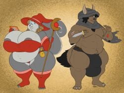 1boy 1girls anthro areola_slip areolae belly big_bulge black_hair book breasts brown_fur brown_hair bulge_through_clothing canine canine_humanoid chubby chubby_female cleavage cloak dagger fat female female_focus furry glasses grey_fur hips hyena large_breasts large_bulge legwear lina_(eth) mage male male_focus overweight overweight_male rodent rodent_humanoid round_glasses squirrel staff starknight_(starknight321) stockings stomach theethj thick_thighs thief thighs thong wide_hips witch_hat