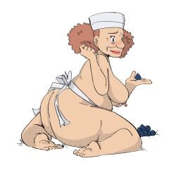 1girls apron apron_only big_breasts breasts chef chef_hat chubby chubby_female human human_female human_only jodero light-skinned_female light_skin madame_catherine mature mature_female old_woman older_female pokemon pokemon_(anime) pokemon_xy_(anime) voluptuous voluptuous_female wide_hips