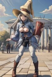 1girls a_(xenoblade) ai ai_generated belt bending_over bent_over black_mage_(final_fantasy) blue_eyes boots brandenburg_gate breasts breasts_out clothing cosplay costume crossover crossover_cosplay female female_focus female_only final_fantasy final_fantasy_ix hat long_hair looking_at_viewer monolith_soft navel nintendo nipples pants public public_nudity quinzo11 self_upload silver_hair sleeves square_enix standing standing_female vivi_ornitier_(cosplay) xenoblade_(series) xenoblade_chronicles_(series) xenoblade_chronicles_3:_future_redeemed