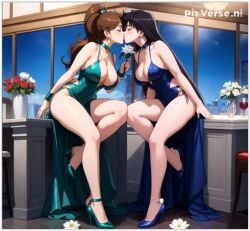 2girls 2women ai_generated flirting girl_on_girl kissing lesbian_couple lesbian_kiss lesbian_sex lovers makoto_kino rei_hino sailor_jupiter sailor_mars yuri yuri yuri