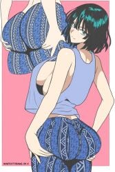 1girls alternate_costume artist_name ass ass_focus ass_grab back back_view bangs bare_shoulders big_ass big_breasts black_hair breasts clothing curvy eyelashes female female_focus female_only forbidden_pants fubuki_(one-punch_man) green_hair highres human large_ass large_breasts looking_at_viewer looking_back medium_hair multicolored_hair no_bra one-punch_man pants pink_background pinup shiny_skin side_view sideboob signature sleeveless smile solo solo_female tank_top thick_thighs thighs two_tone_hair voluptuous white_border windriftdraws