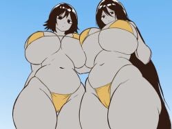 2girls big_breasts big_breasts bikini breasts breasts family female female_focus female_only large_boobs large_breasts looking_at_viewer looking_down looking_down_at_viewer mother_and_daughter multiple_females multiple_girls mumutamu0326 older_female older_female_and_younger_female plump plump_female slightly_chubby slightly_chubby_female younger_female younger_female_older_female