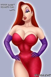 big_breasts disney fanart female jessica_rabbit red_hair strip_game zugalewd