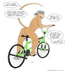 1boy anthro ass backwards_baseball_cap balls baseball_cap bicycle hat jerr male male_only mammal monkey primate solo spelunker_sal spider_monkey