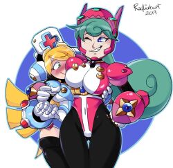 2girls android blush cinnamon_gaudille marino mega_man mega_man_x radlionheart robot_girl tagme yuri