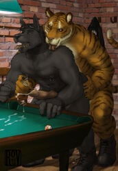 2boys anal anthro balaclava ball bent_over biker billiards black_fur boots canine claude cum cum_on_table cum_while_penetrated ear_piercing erection eyebrow_piercing eyewear facial_piercing feline fur furry furry_only gay gloves goggles hand_on_ass knot licking male male_only muscles nipple_piercing nipple_pull nipples nose_piercing orgasm panting penis piercing rov sex standing table thornwolf_(character) tiger tongue veins veiny_penis wolf