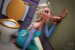 1boy 1girls 3d 3d_(artwork) blender blonde_hair cum cum_in_mouth cum_inside cum_on_face disney elsa_(frozen) erection facial fellatio female fireboxstudio frozen_(film) glory_hole male oral penis royalty straight unseen_male_face
