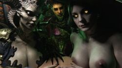 1boy 3d 3girls alcina_dimitrescu bigger_female breasts crossover dark_fantasy diablo_4 eastern_and_western_character female glowing_eyes gothic gretdb harem lilith_(diablo) looking_at_viewer male male_pov monster_girl multiple_girls nipples pov queen_of_blades resident_evil resident_evil_8:_village riding sarah_kerrigan sex smile starcraft tagme taller_girl vaginal_penetration zerg