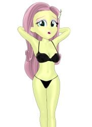 3d black_bra black_panties equestria_girls female female_only fluttershy_(eg) fluttershy_(mlp) humanized image kapp-99 looking_at_viewer mikumikudance my_little_pony my_little_pony_equestria_girls pink_hair questionable solo yellow_skin