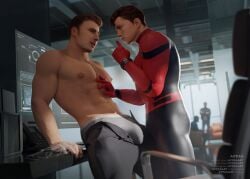 appasart avengers bara big_bulge bulge captain_america captain_america_(series) chris_evans clothing daddy gay male male/male male_nipples male_only manly marvel marvel_cinematic_universe marvel_comics mature_male muscular_male nipples peter_parker spider-man spider-man_(series) spider-man_(tom_holland) steve_rogers tight_clothing tom_holland underwear