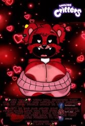 1girls big_breasts bobby_bearhug critters_(poppy_playtime) female female_only furry_only mertens_opp_(artist) no_humans poppy_playtime poppy_playtime_(chapter_3) red_background red_body red_fur red_skin red_text smiling_critters text thick_breasts thick_thighs