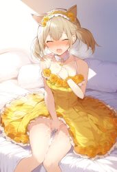 1girls ai_generated azusawa_kohane bed bedroom blonde_hair blush blush breasts breasts breasts cat_ears cat_tail catgirl cum dress female fingering fingering_pussy fingering_self high_resolution highres masturbating masturbation medium_breasts on_bed partially_clothed partially_clothed_female partially_nude partially_undressed project_sekai pussy pussy_ejaculation pussy_juice pussy_juice_drip sitting_on_bed thighs waist wet wet_pussy