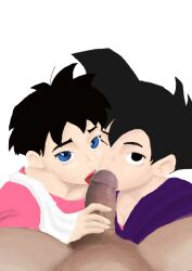 blowjob double_blowjob dragon_ball dragon_ball_z son_gohan son_gohan_(young) videl videl_(short_hair) yaoi